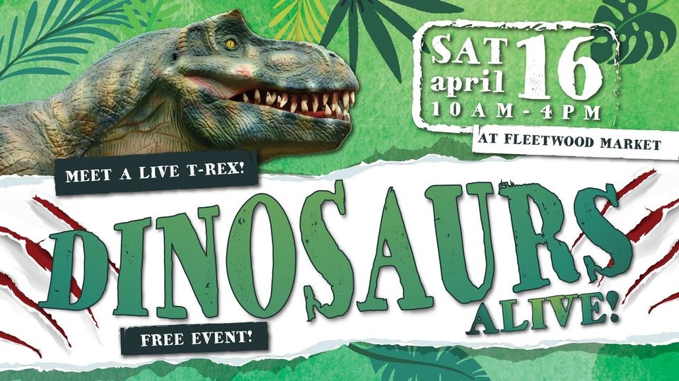 Dinosaurs live poster - image of a T Rex