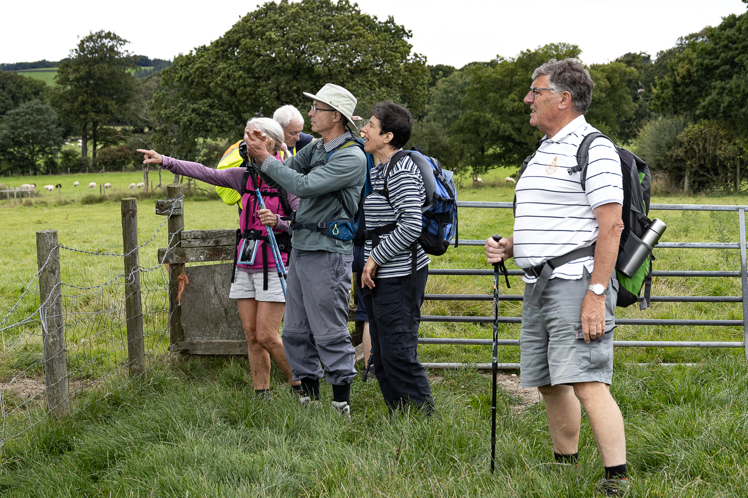 People stood in countryside pointing