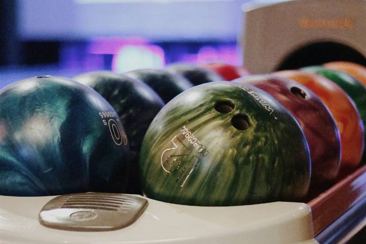 Two rows of bowling balls