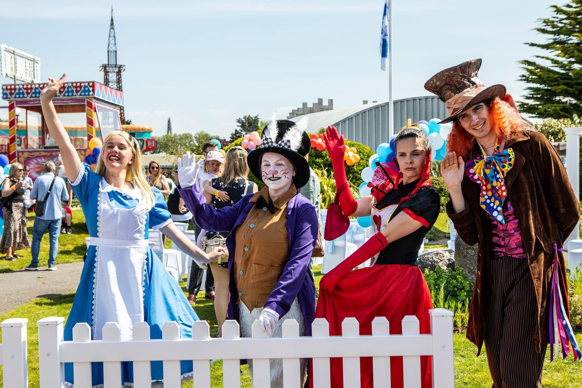Alice in wonderland outdoor theatre - performers in costume