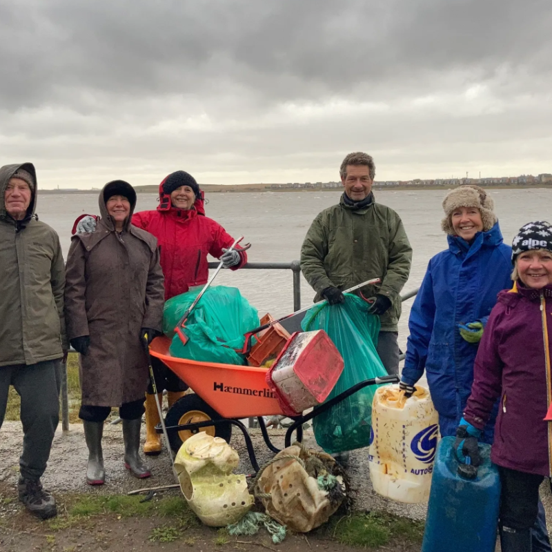 Volunteers cleaning the beach