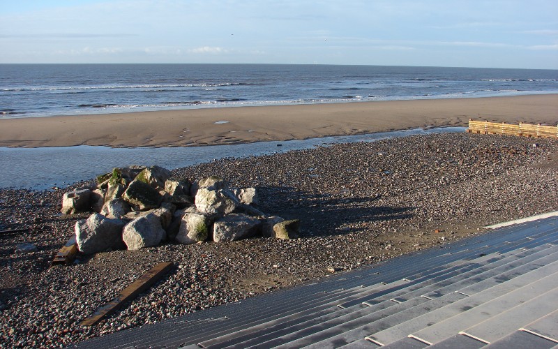 Pile of rocks on Cleveleys beach.
