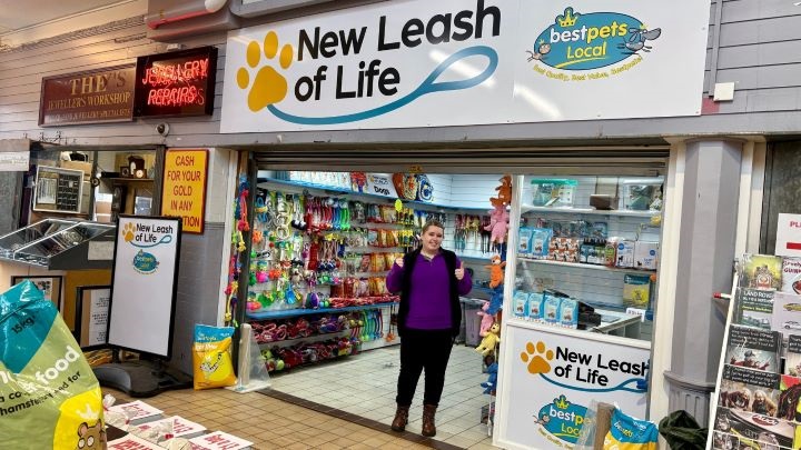 A person standing in front of new stall in Fleetwood 'A new leash of life.'