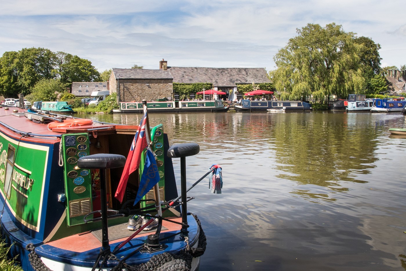 Lancaster canal - narrow boat on the water