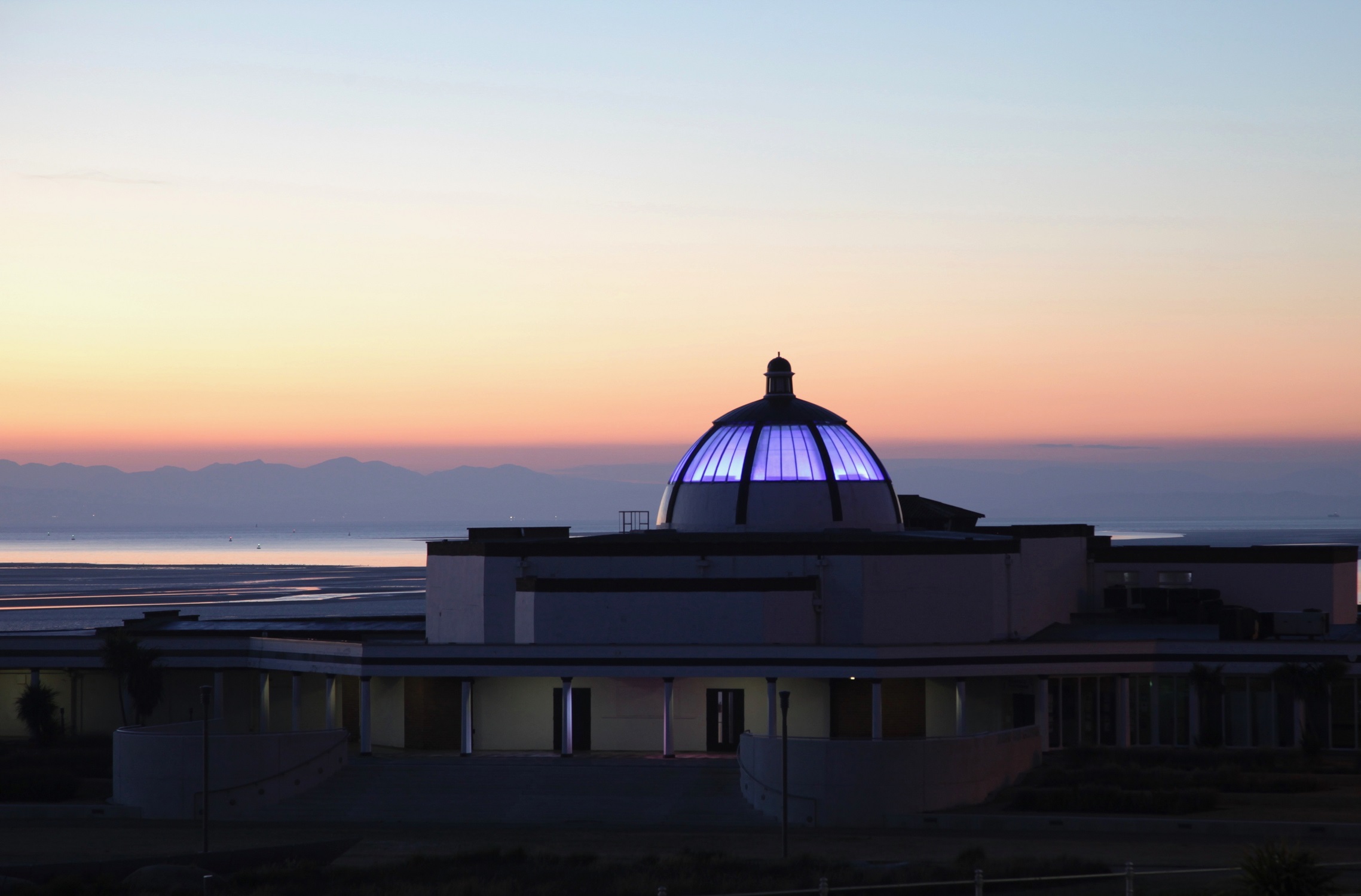 Marine Hall blue dome at sunset