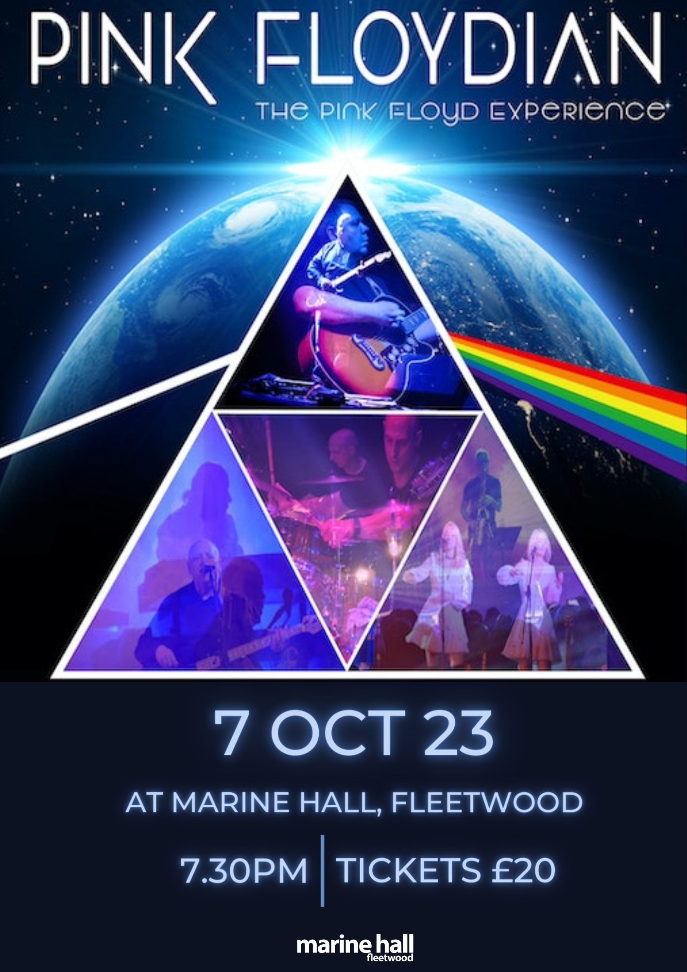 Pink Floydian, The Pink Floyd Experience Poster. 7 Oct 2021 at Marine Hall, Fleetwood. 7.30pm, Tickets £20.
