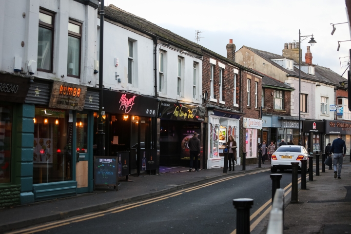 Row of high street bars in Poulton-le-Fylde