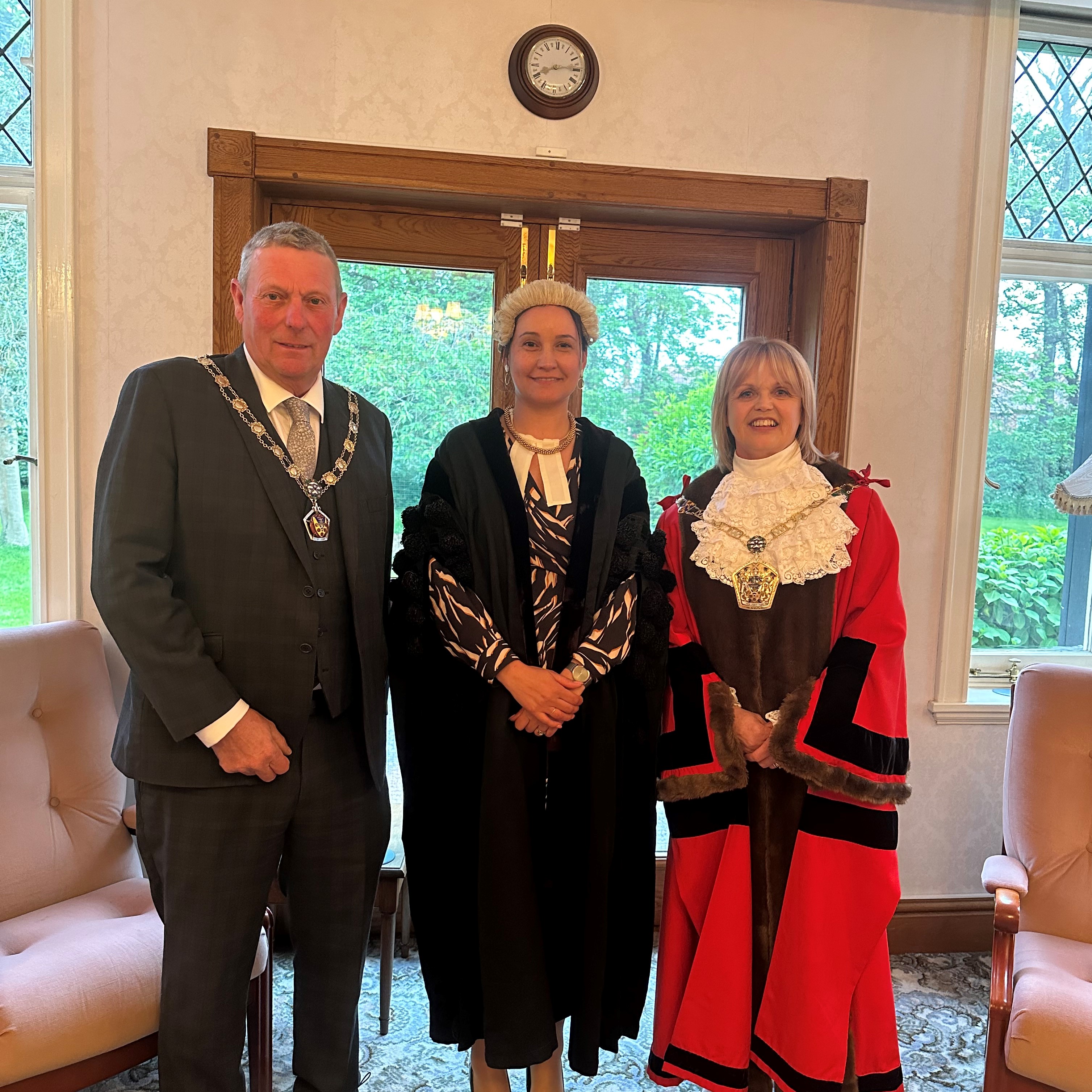 The mayor s consort mr richard robinson chief executive of wyre council rebecca huddleston the mayor of wyre cllr julie robinson