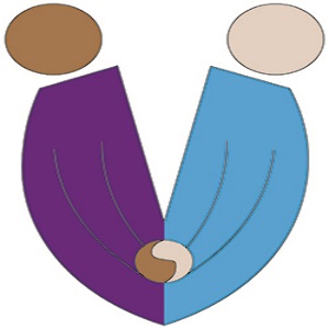 Two simple cartoon people holding hands to create the together we make a difference logo.