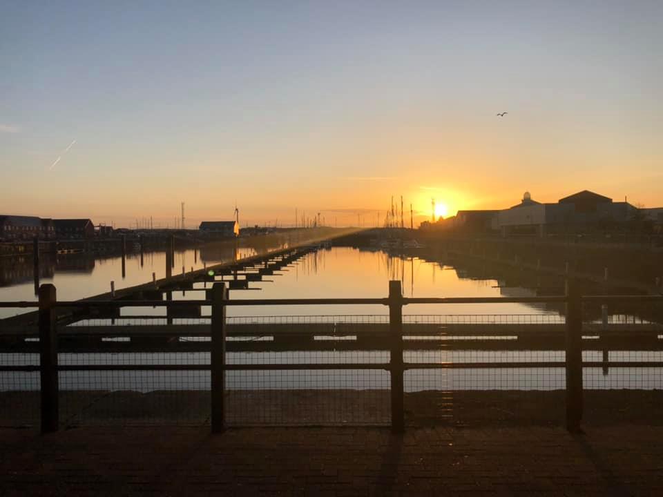 Fleetwood harbour at sunset