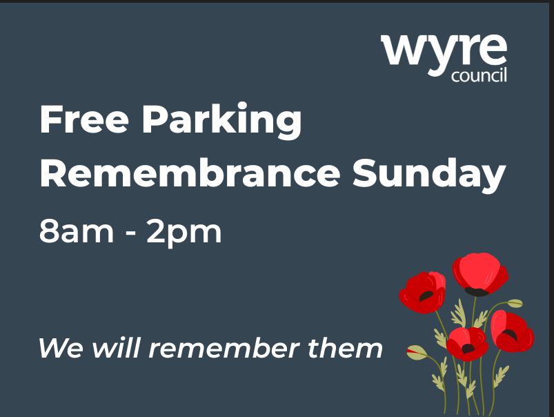 Free parking for Remembrance Sunday poster