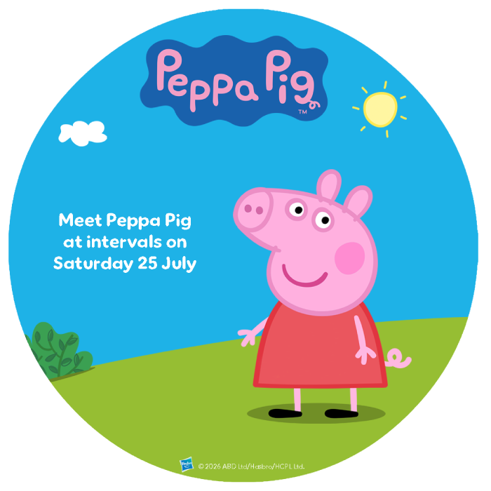 Peppa Pig. Meet Peppa at intervals on Saturday 25 July